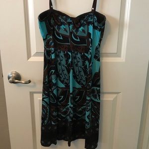 Cute turquoise blue and brown dress